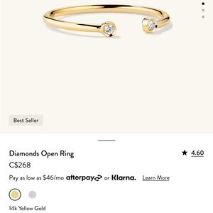 Mejuri Diamond Open ring, 14K gold, size 7